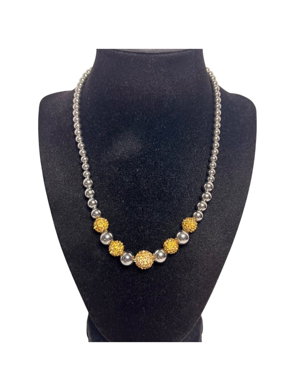 GM Stainless Steel And Yellow Rhinestone Necklace (6324)